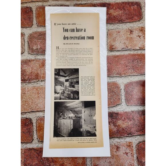 1950 "If You Have an Attic - You Can Have A Den-Rec Room" Vtg Print Article - Picture 1 of 7
